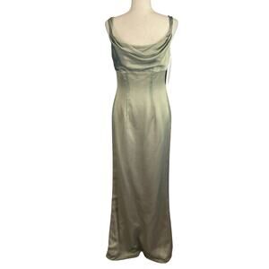 Watters & Watters Formal Gown Dress Sleeveless Draped Neckline Green Size 4 NWT